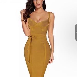 House Of CB Gold Bandage Dress